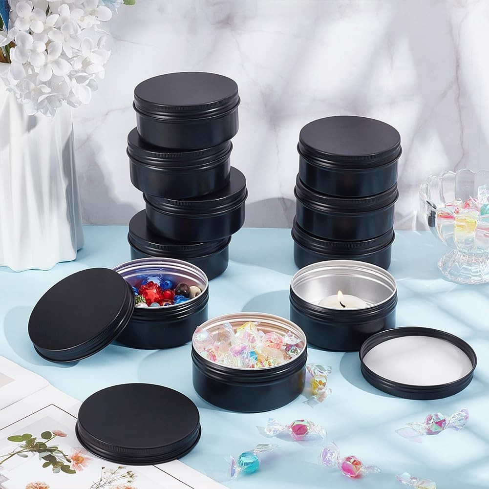 10PCS 5oz Round Tin Cans Screw Top Aluminum Tins for Lip Balm, Scrubs, Spices…