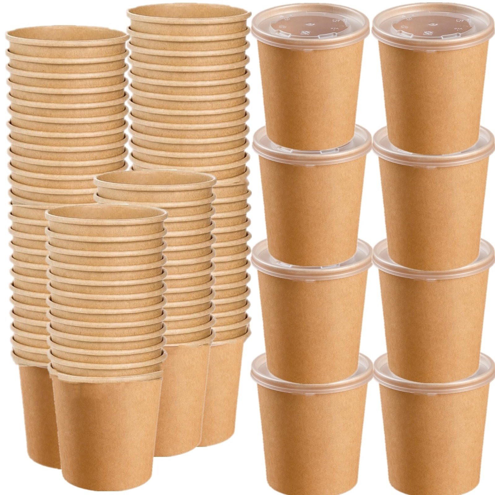 80 Pack Paper Food Containers with Lids, 16 Oz To Go Hot Soup Bowls, Disposab…