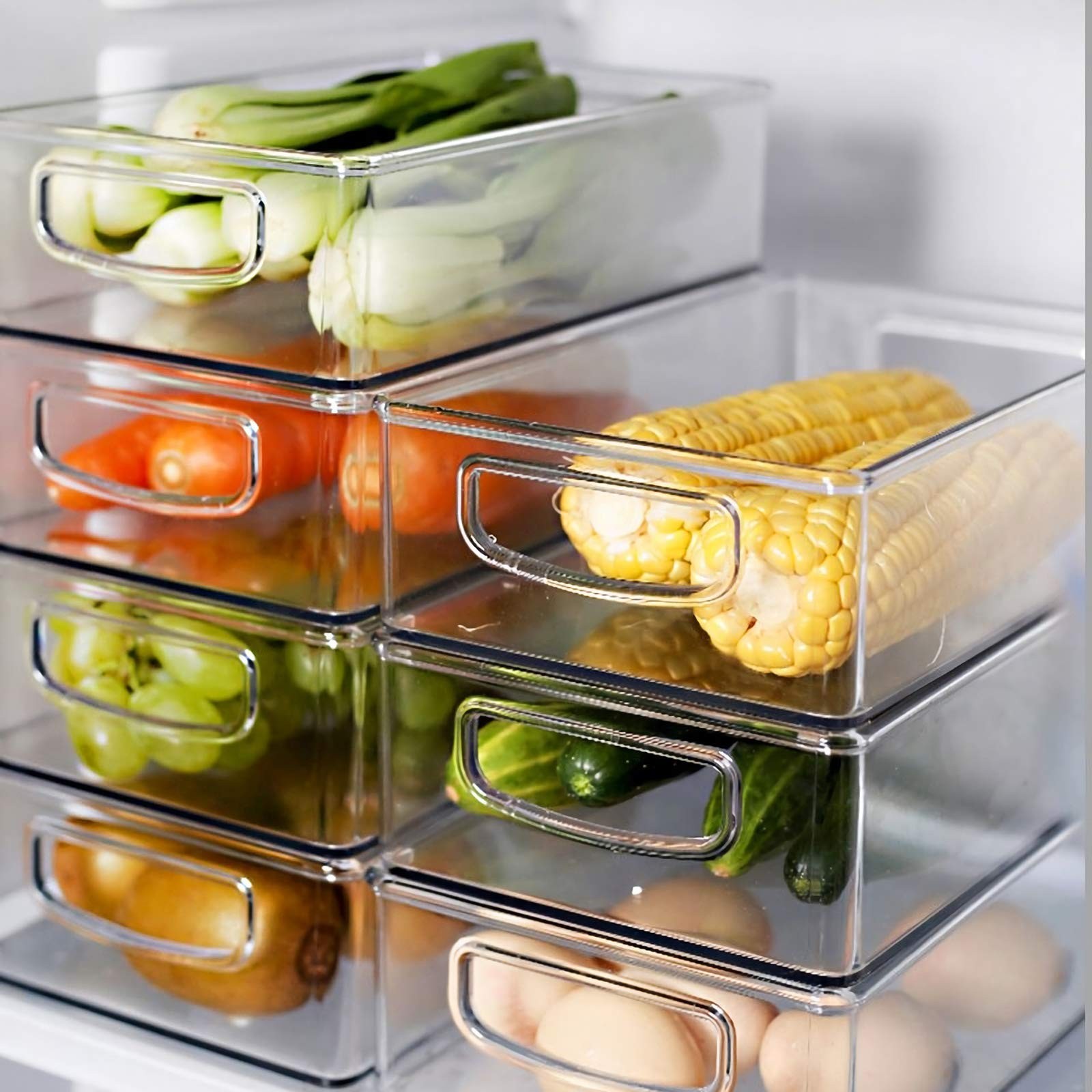 Kingrol 8 Pack Plastic Storage Bins for Freezer, Pantry, Countertop, Cabinet Org