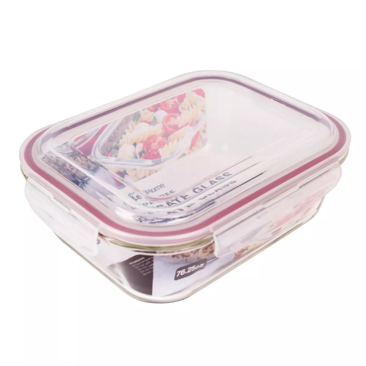 LEXIHOME LEXI HOME RECTANGULAR CONTAINER RED LID OVEN-SAFE GLASS 76.25 – CLEAR