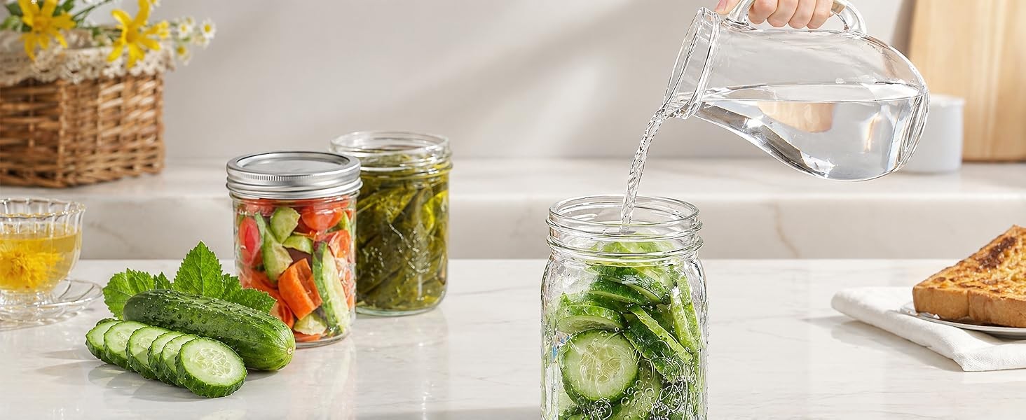 Wide Mouth Mason Jars with Lids [], Canning Jars with Metal Airtight Lids and