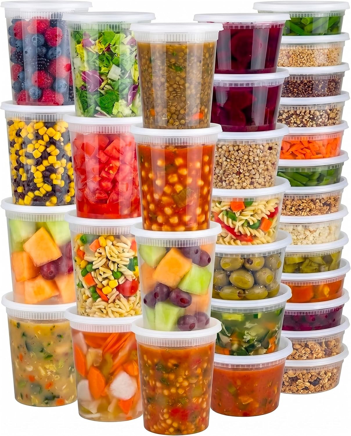48 Sets Deli Containers W/ Lids – 16oz & 32oz – Leak Proof Microwaveable