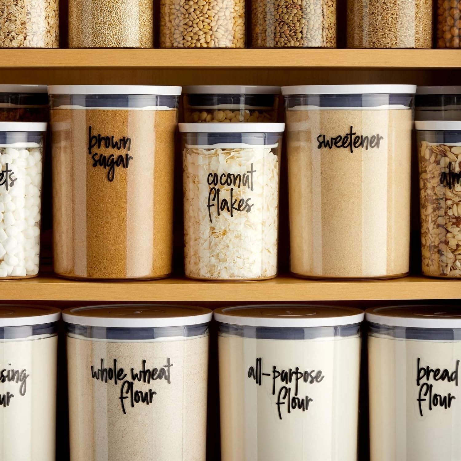 Pantry Labels for Food Containers – 157-Piece, Black Script Vinyl – Jar & Bin…