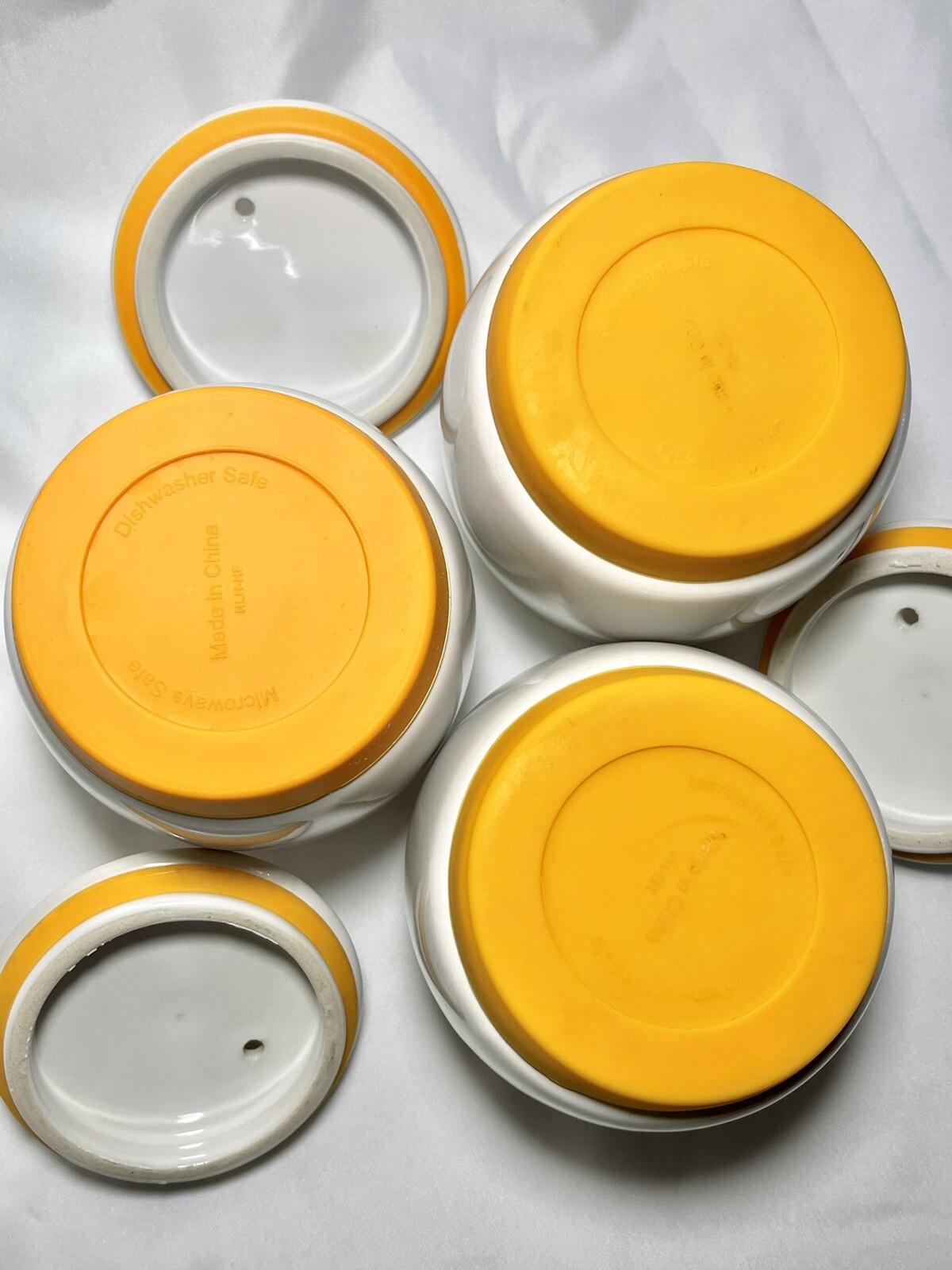 3 Porcelain Canister White, Lid Bird Seed Containers Microwave/Dishwasher Safe!