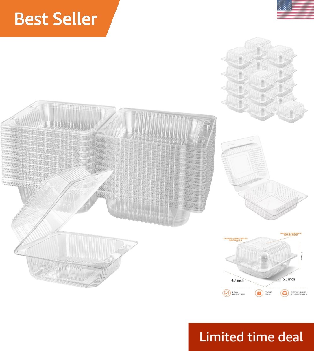 Versatile Clear Plastic Clamshell Takeout Boxes – Ideal for Cakes and Salads