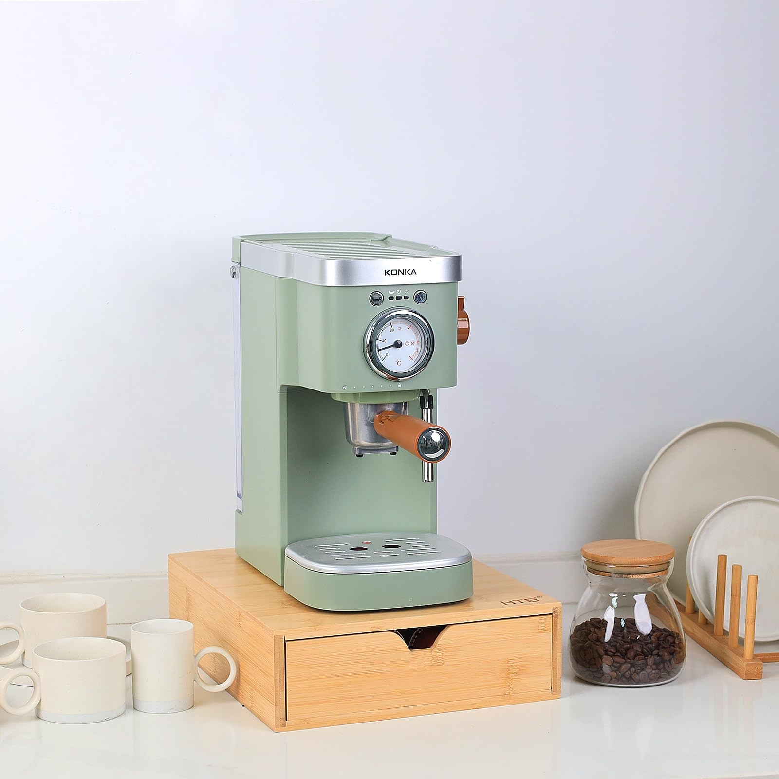HTB K Cup Coffee Pod Holder, Drawer Type K 12.8x 10.7x 3.5 inches, Beige