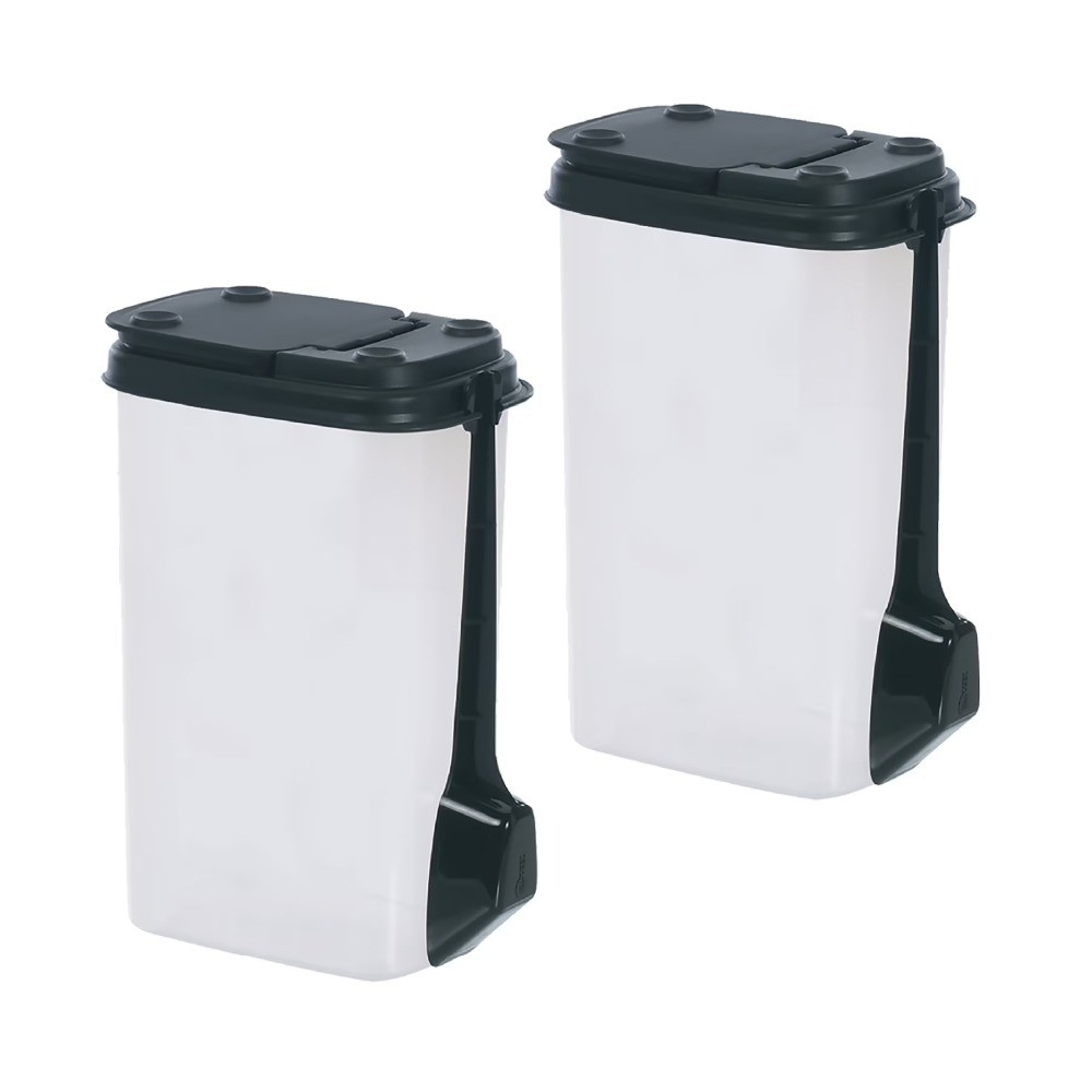 2-Pack 1.6 Quart Plastic Coffee Canisters with Attached Measuring Scoops