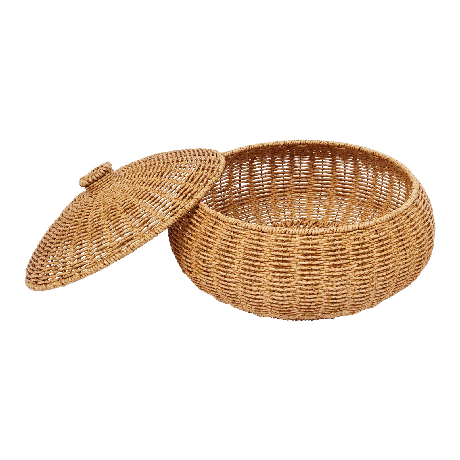 2PCS Vintage Farmhouse Round Hand Woven Storage Basket with Lids for Home
