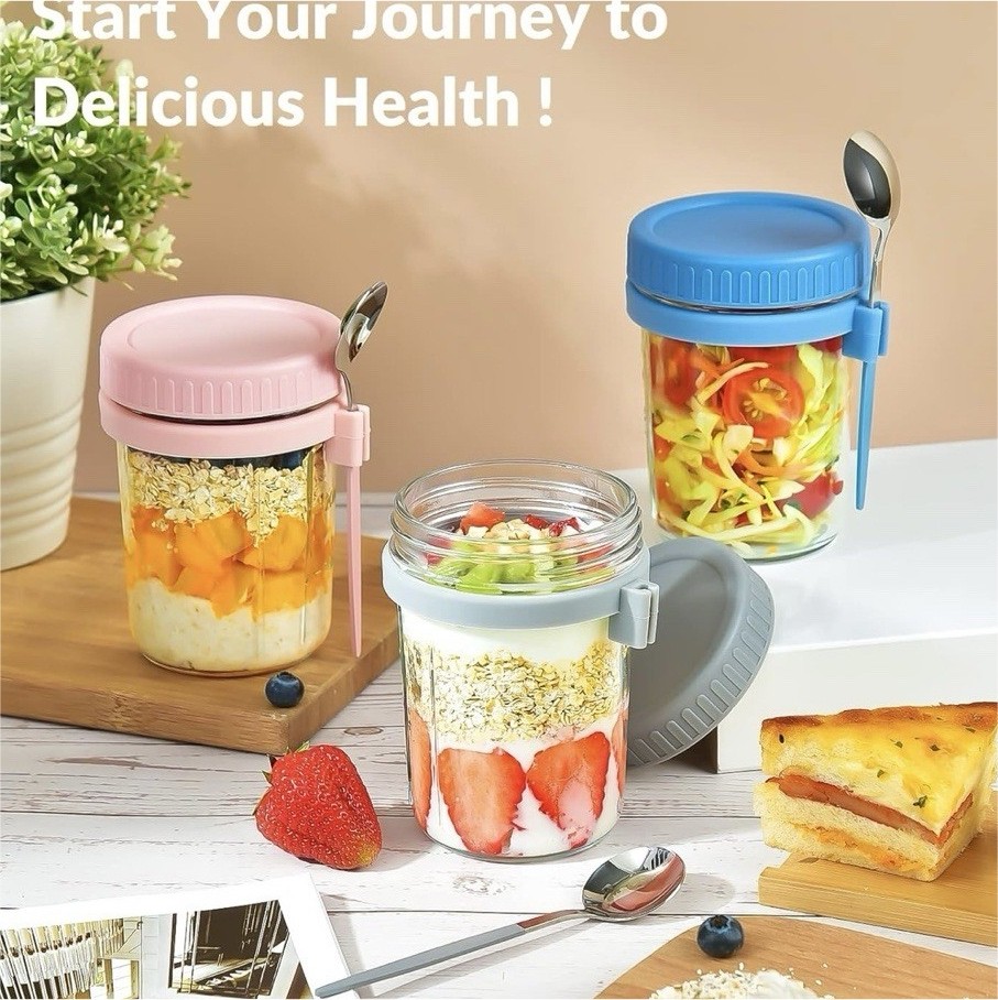 16 oz Glass Food Storage Containers Set of 4, Airtight, Dishwasher Safe