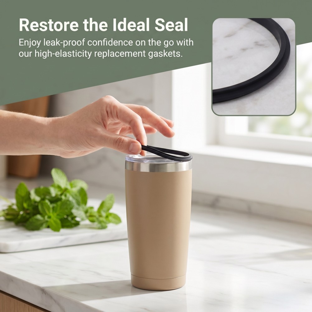 6Pcs Reusable Silicone Replacement Gasket Seals for Water Bottle Lid Black