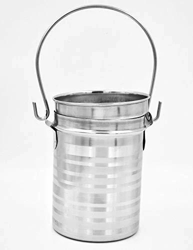 Milk Pot Stainless Steel with Lid Ghee Oil Milk Container Flate Bottom 2 Ltr
