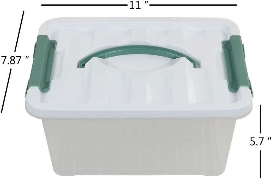 6 Quart Clear Plastic Multipurpose Lidded Storage Container Box Bin with Handle