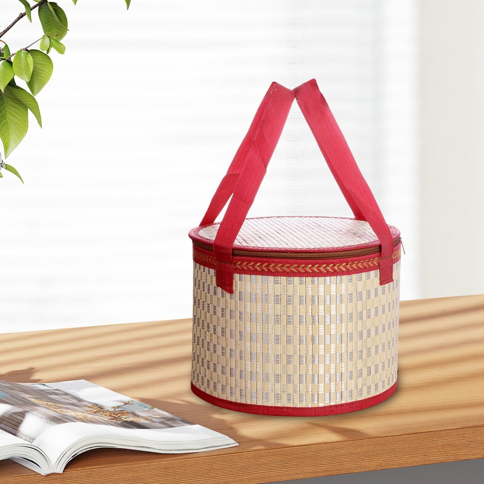 Bamboo Woven Basket with Handle Egg Container Versatile Sturdy Lightweight