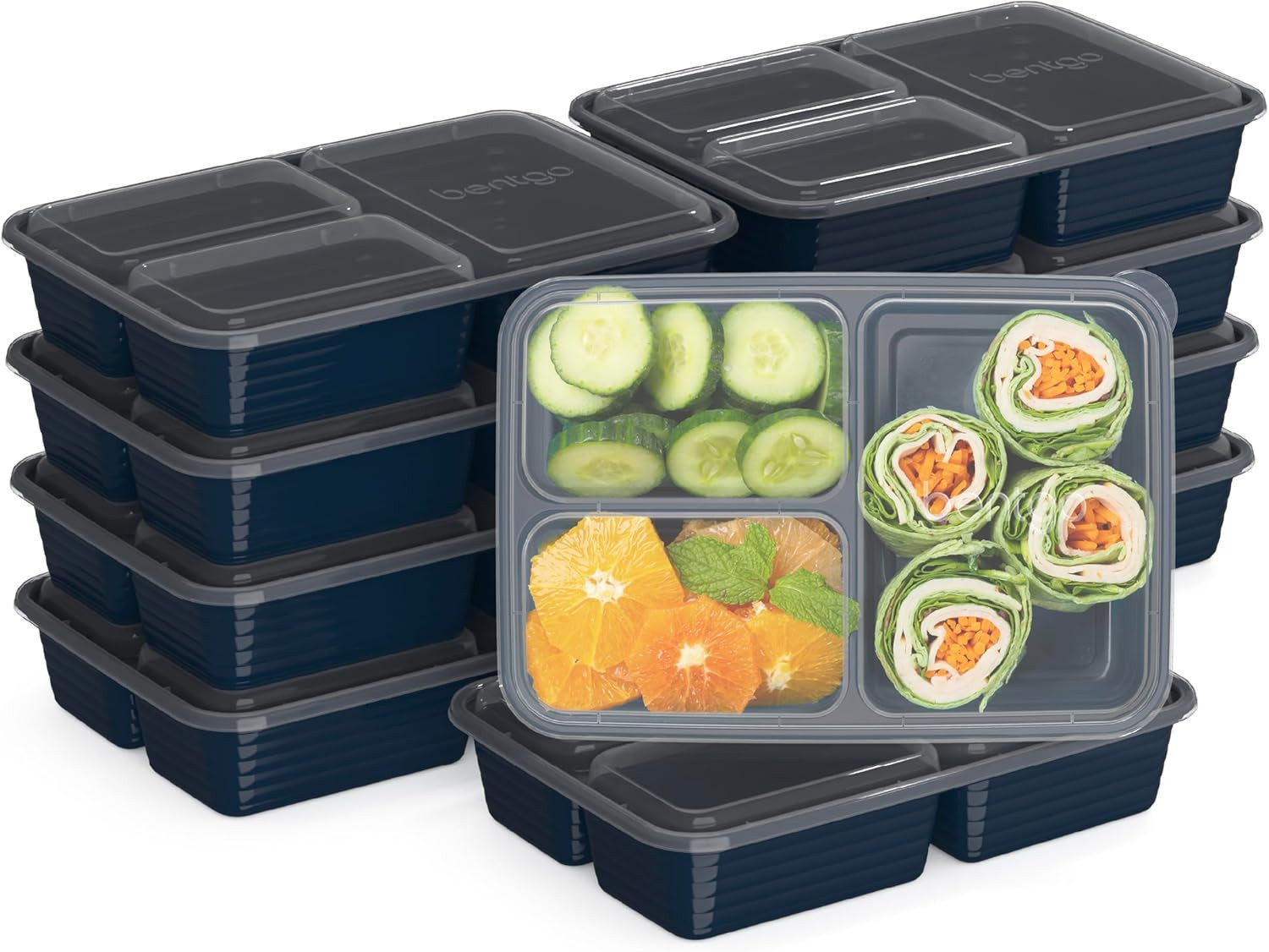 Prep – 20-Piece 3-Compartment Reusable Meal Prep Containers with Lids, PFAS & BP