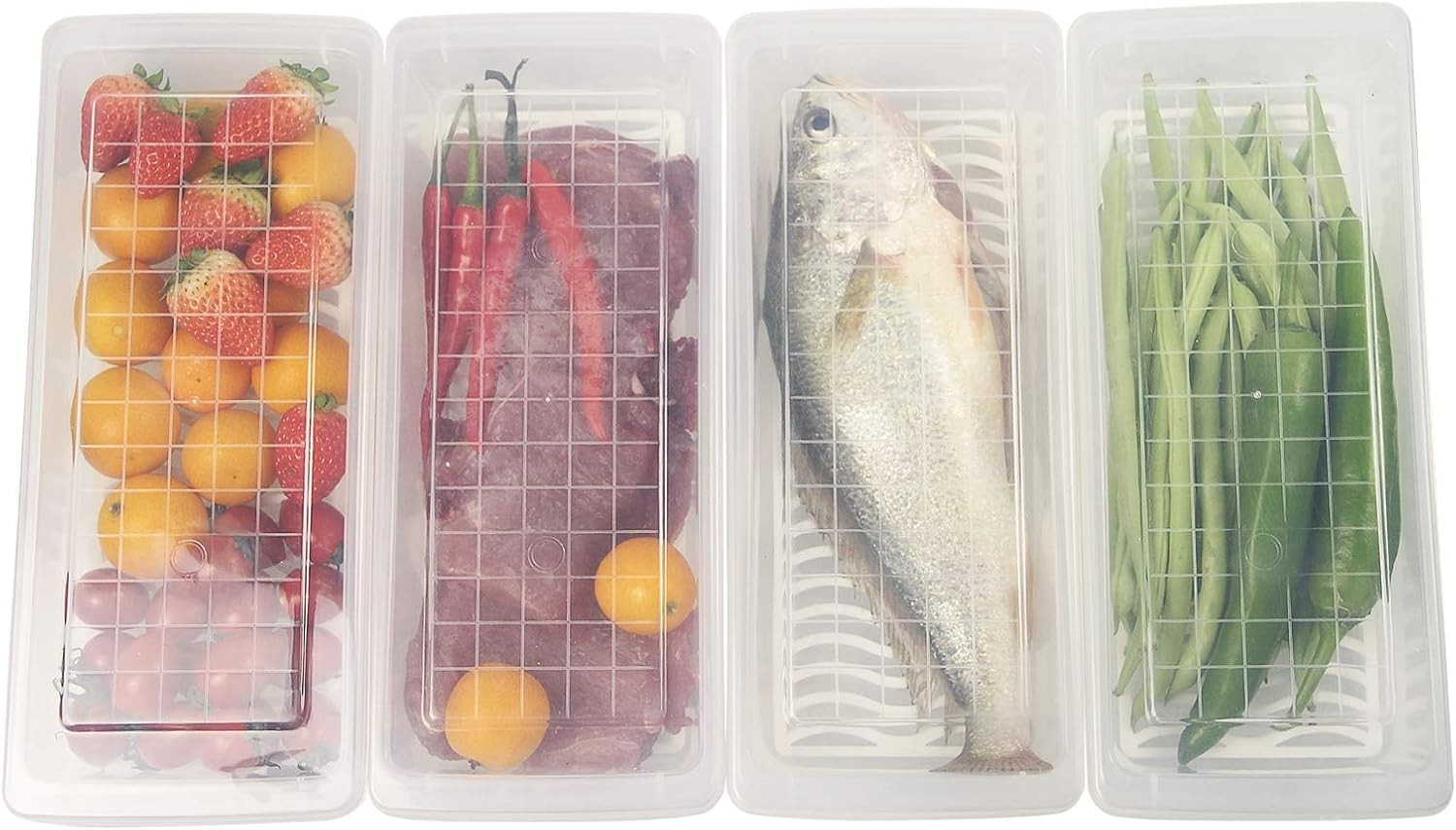 Food Storage Container Plastic Food Containers W/ Removable Drain Plate & Lid