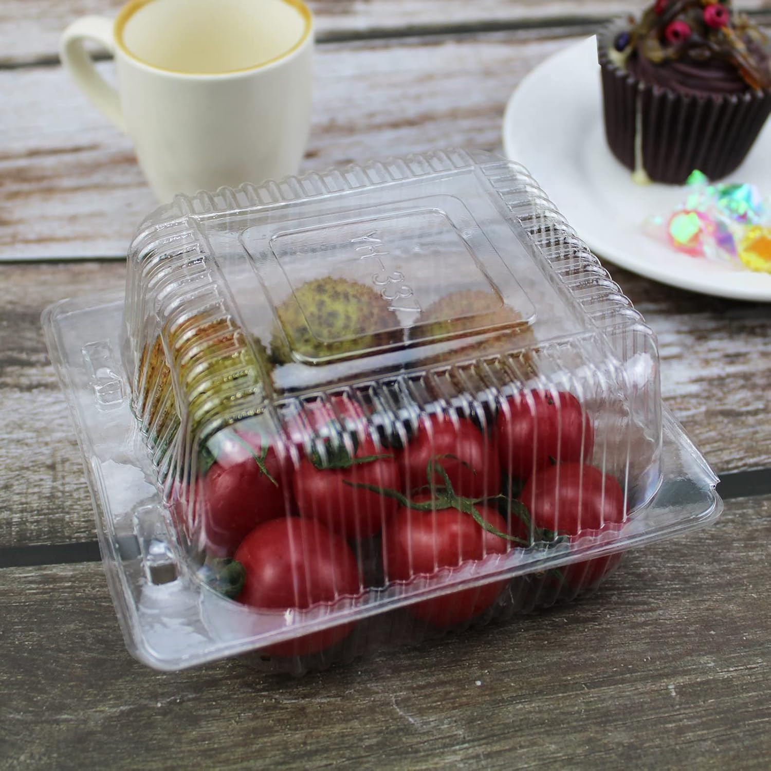 Cake Slice Containers,200Pc Square Plastic Hinged Food Container Individual Clam