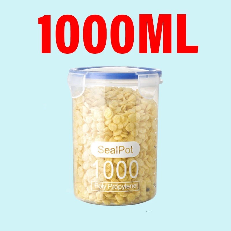 Airtight Grain Storage Container Clear Food Jar Kitchen Organizer 600-1500ML
