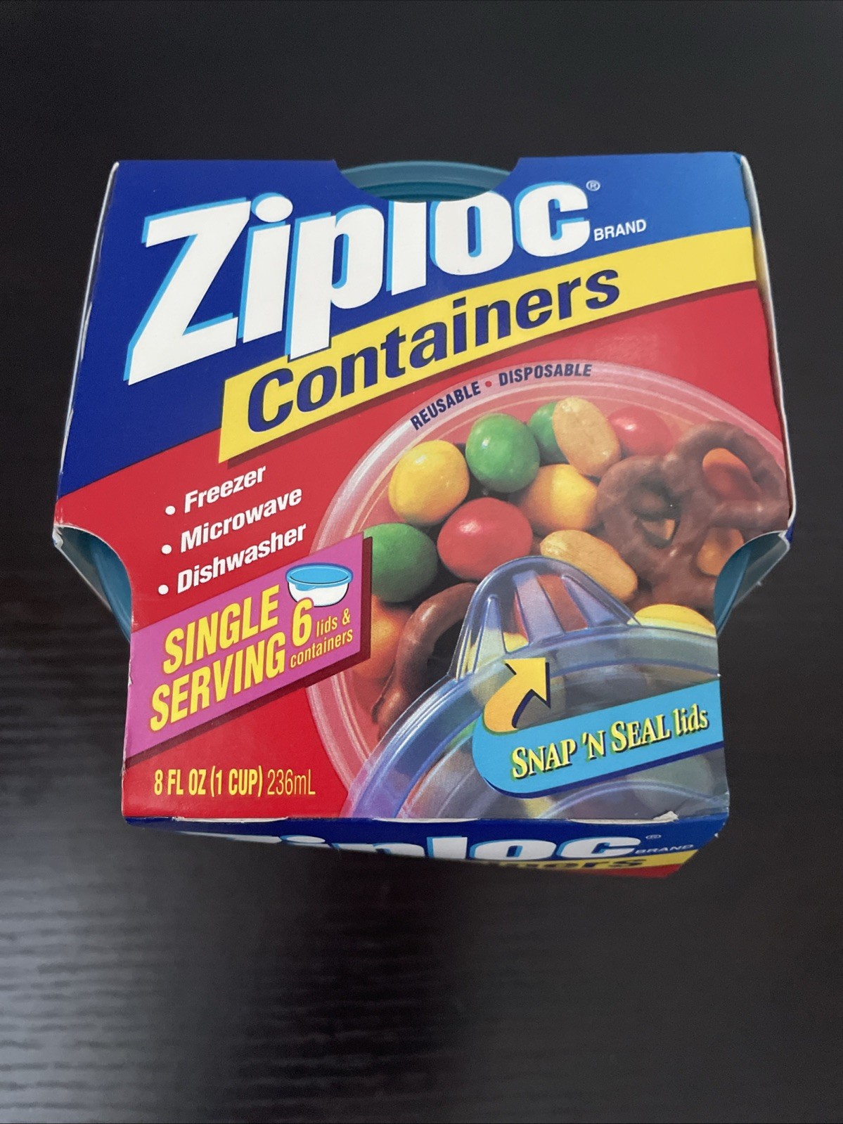 NIP VTG Ziploc 6 Snap’n Seal Single Serve 8oz/1 Cup Storage Containers 🇺🇸