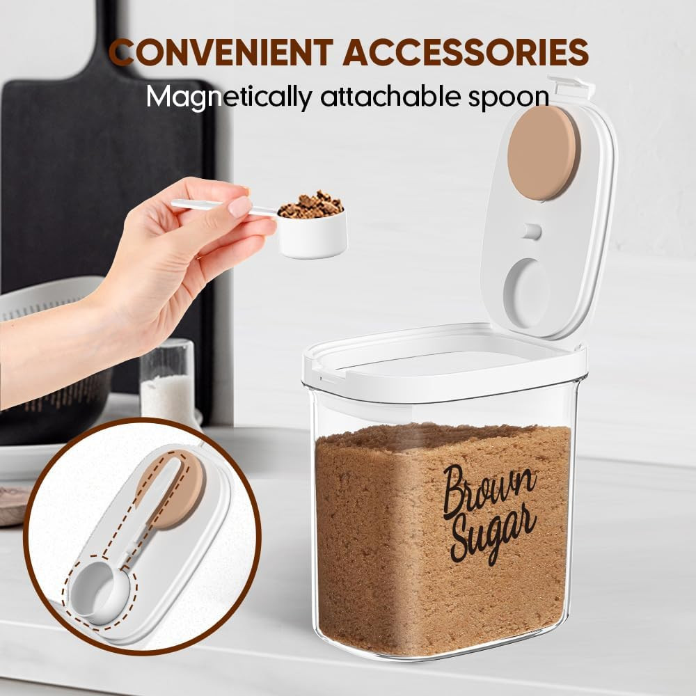 Brown Sugar Keeper Storage Container 1.9 Quart Airtight Spoon Clear Food Storage