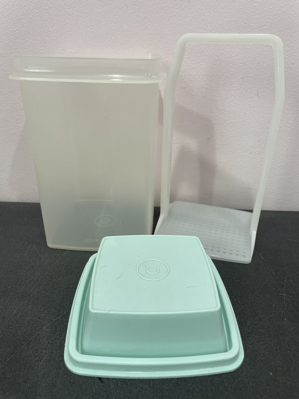 3 Piece LARGE Tupperware PICK-A DELI Pickle Olive Keeper SHEER AQUA MINT 1560