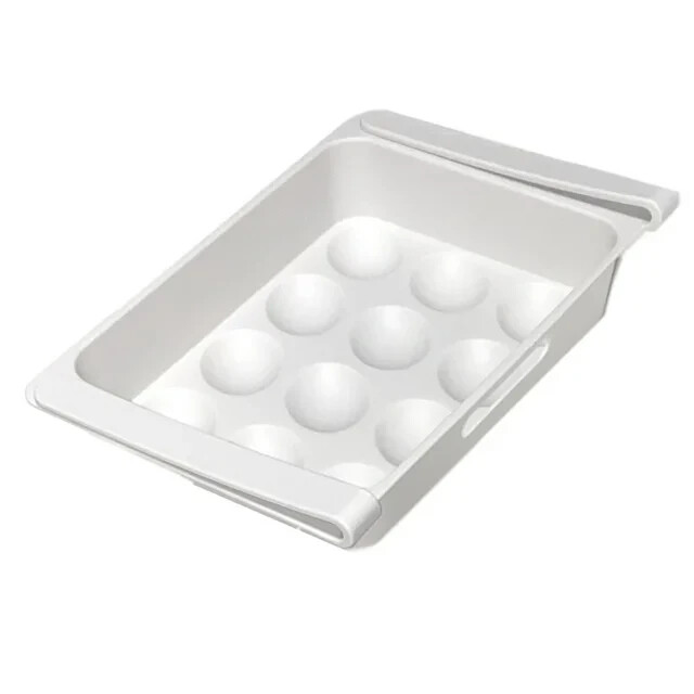 Storage Essentials Refrigerator Large Egg Bin Holder Shelf Saver Pull Out Rack
