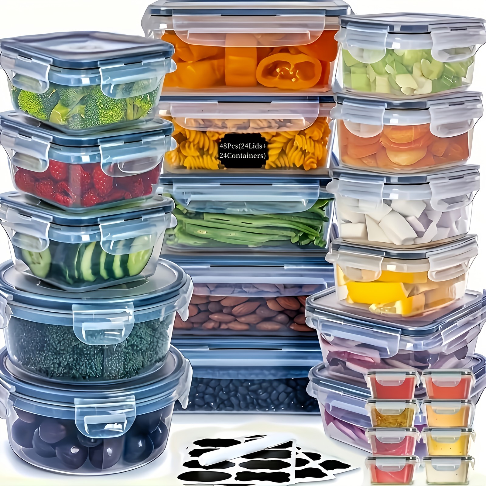 24/40/48pcs Food Storage Container, Fresh-Keeping Boxes