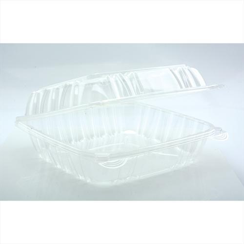 Pactiv 8 Inch Medium Hinged Lid Container OPS Sens, Clear | 200 Per Case