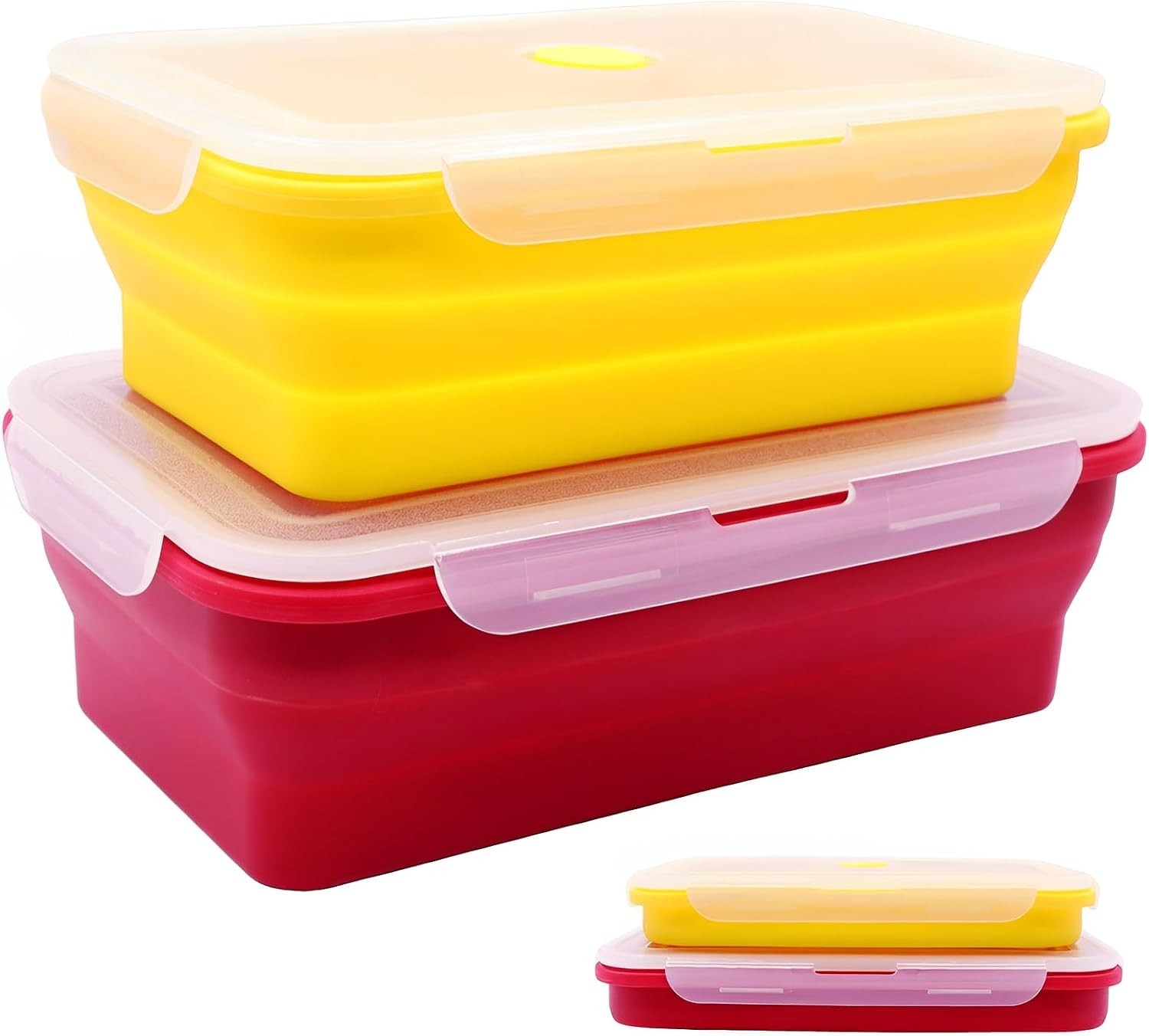 Set of 2 Extra Large Collapsible Silicone Food Storage Containers With Lids,8…