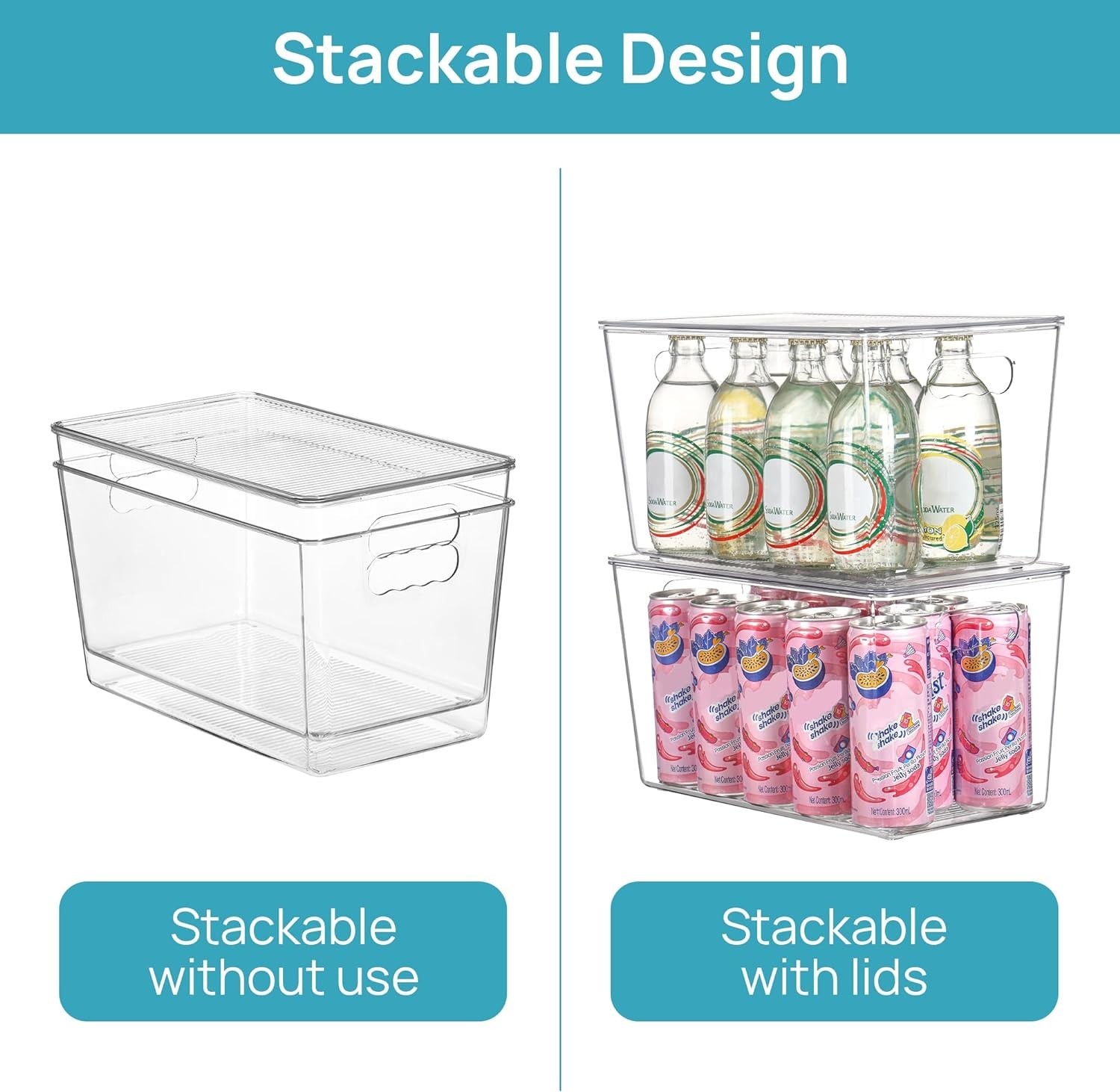 6 Pack Clear Stackable Storage Bins with Lids,XLarge Plastic Containers with …