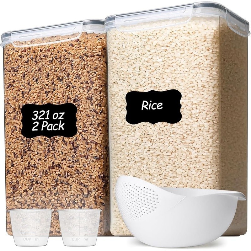 Airtight Rice Storage Container Set W/ Measuring Cups & Colander BPA Free New