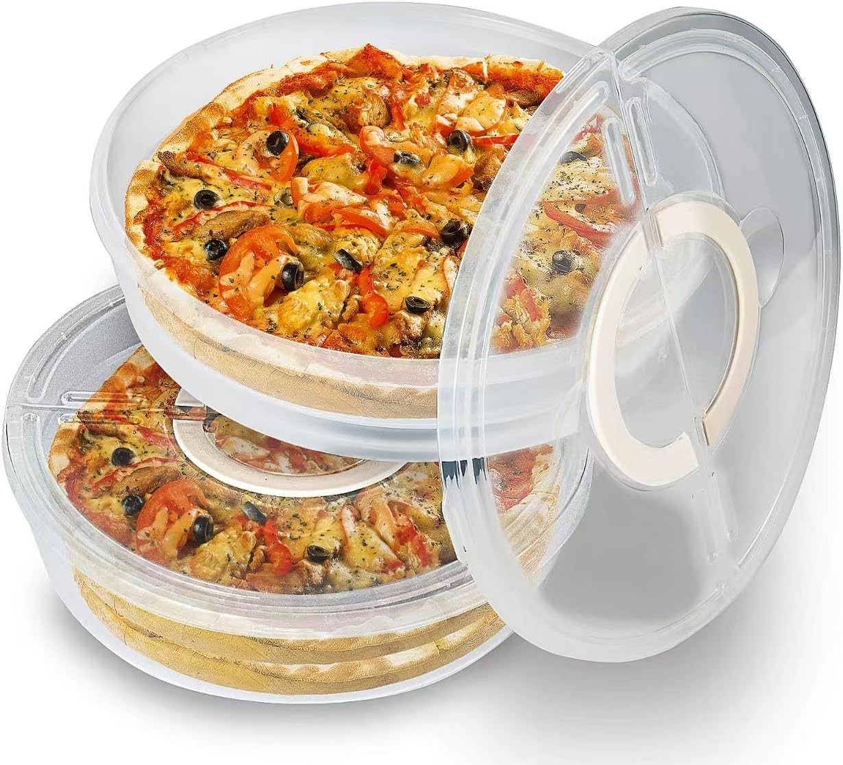 2 Pack 12Inch Storage Container with Lid and Handle, Reusable 2 Compartments Pi