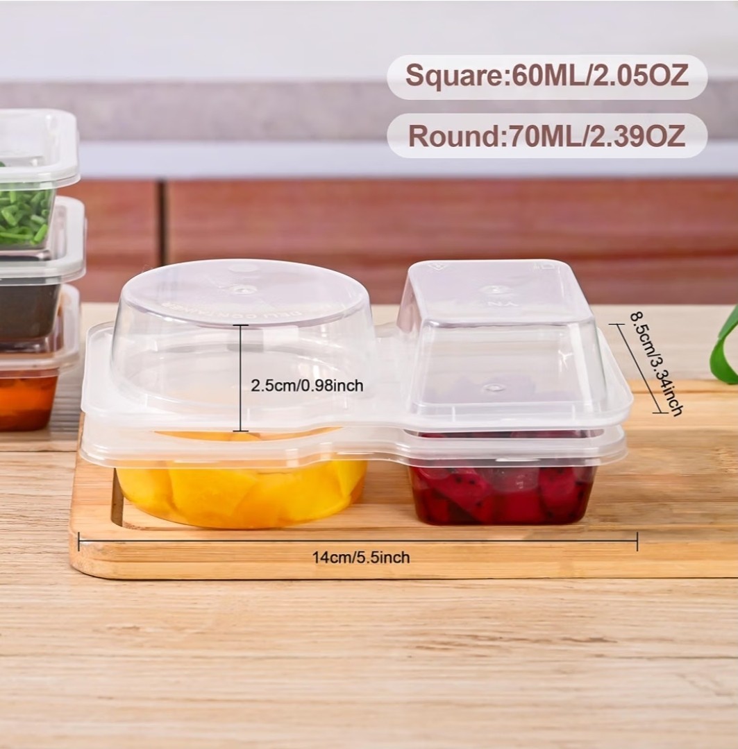 20 Pcs Double Compartment Condiment Container With Lids – Reusable Snack Pack