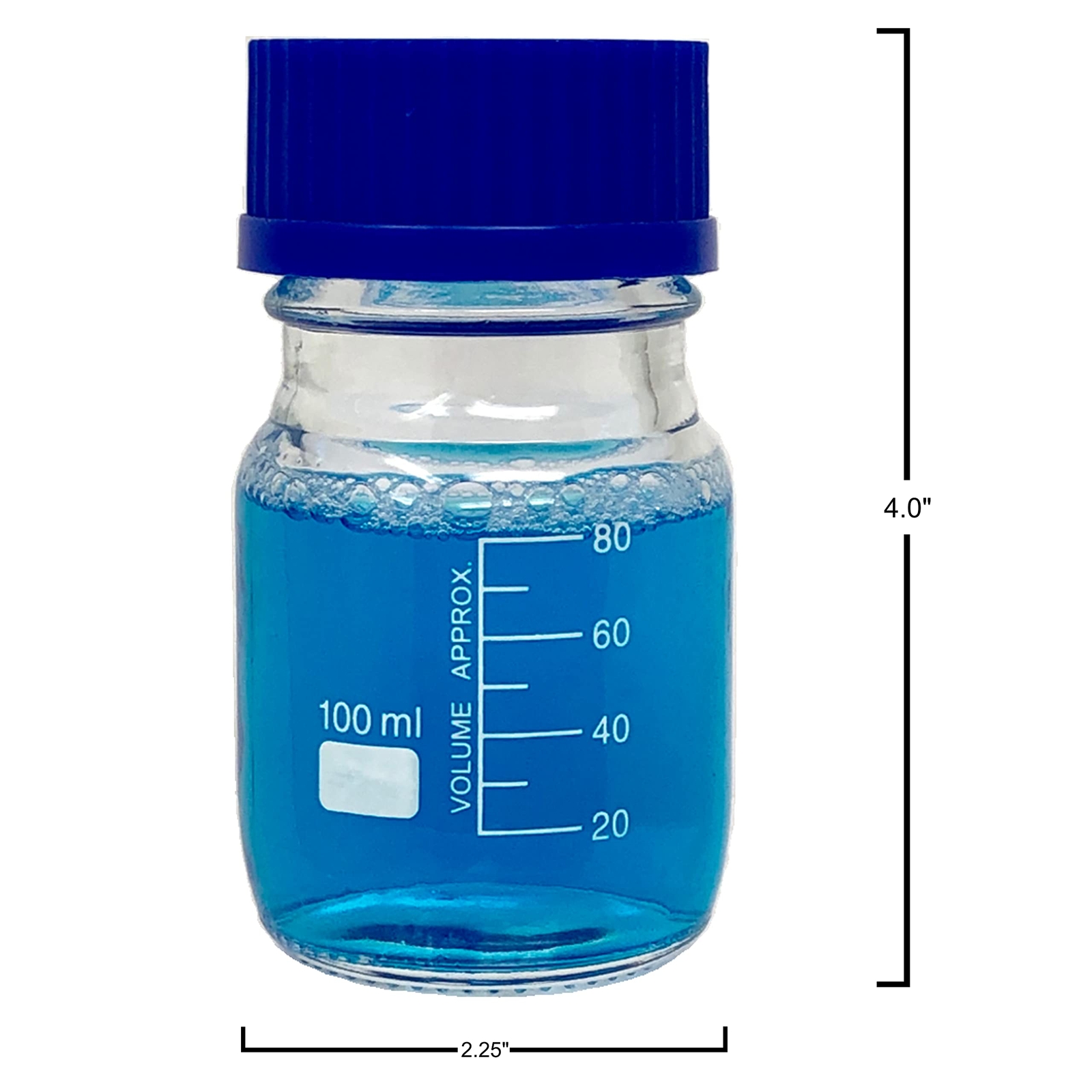 100ml Glass Media Storage Bottles with Screw Cap Borosilicate Pack of 2