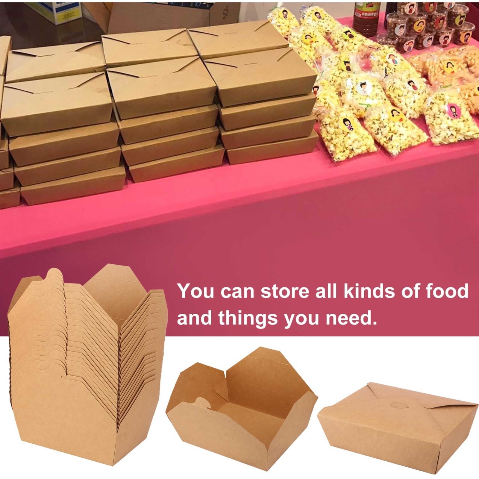 30 oz Eco-Friendly Kraft Food Boxes, 50 Pack – Compostable & Sustainable