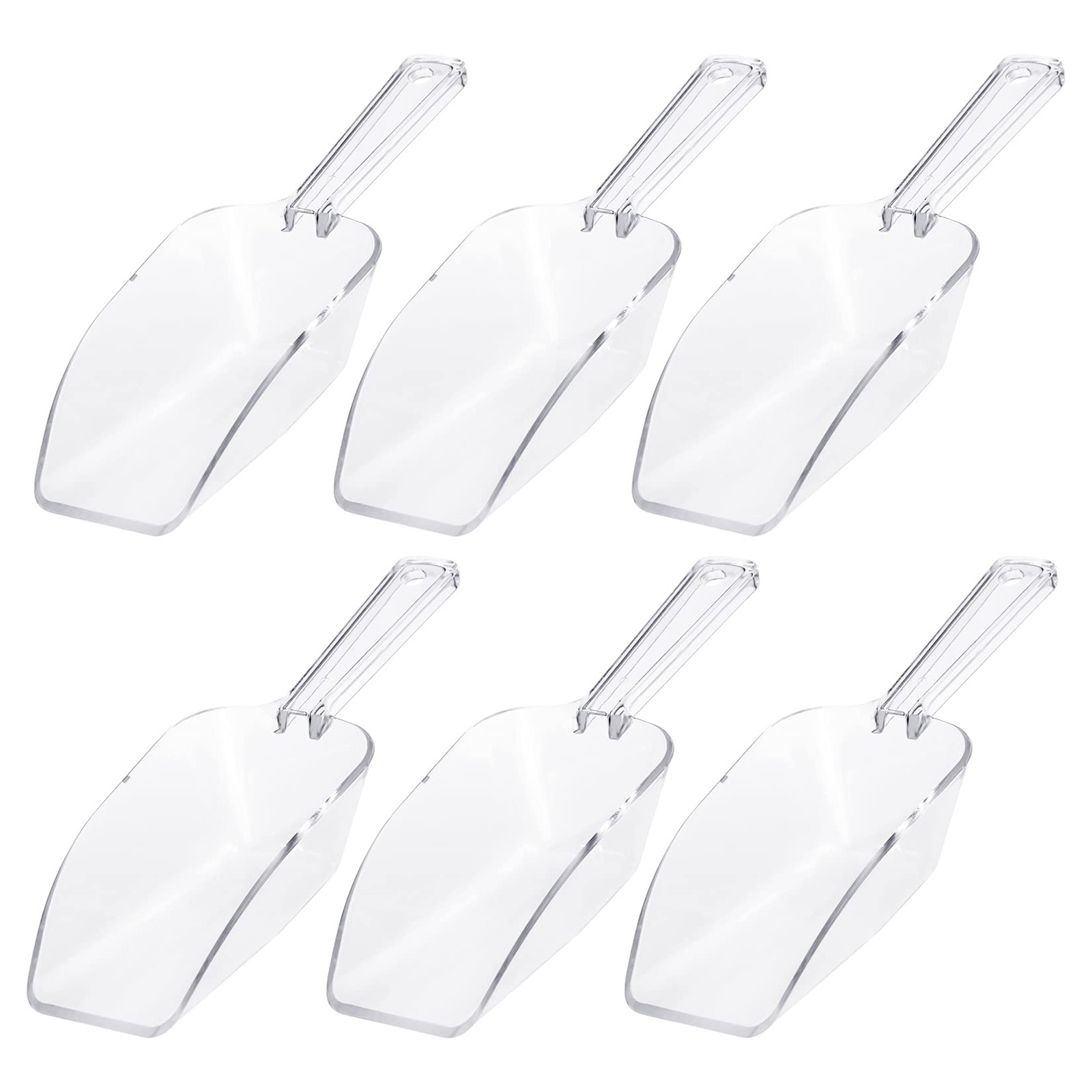 6 Pack Clear Candy Scoopers Popcorn Cookie Scoop for Candy Buffet Ice Cubes