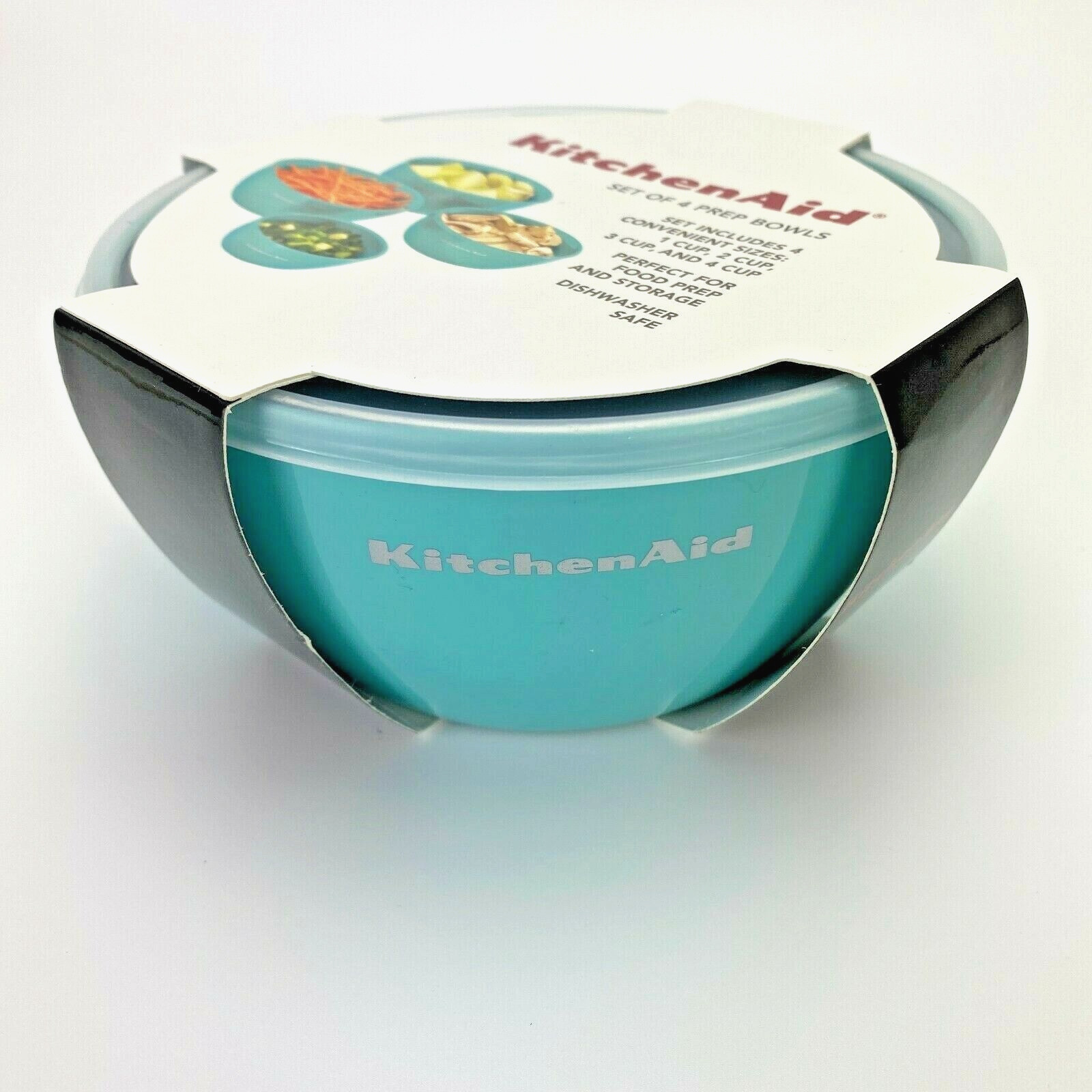 KitchenAid Classic Prep Bowls With Lids Set of 4 Aqua Sky 1C 2C 3C 4C Sizes