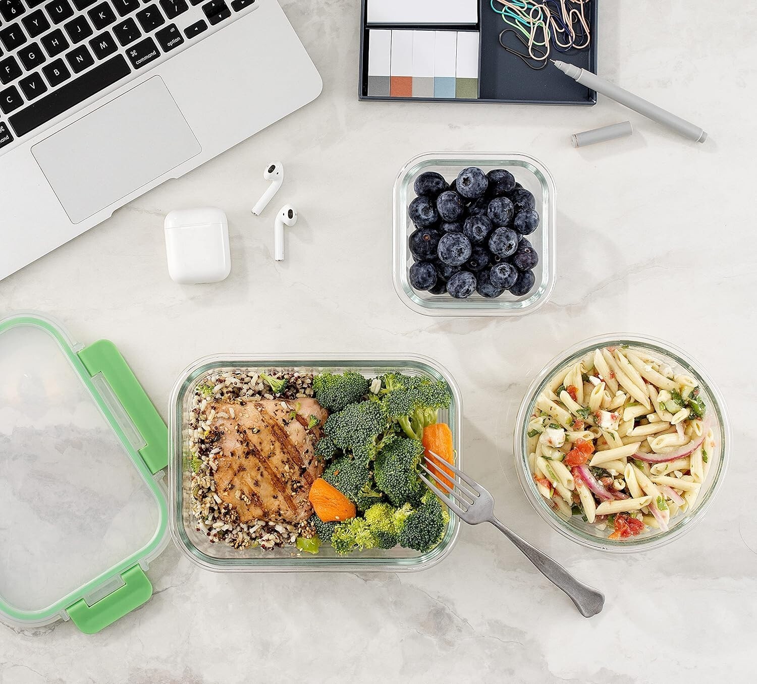 JoyFul 24pc Borosilicate Glass Storage Containers with Lids. 12 Airtight, Freeze