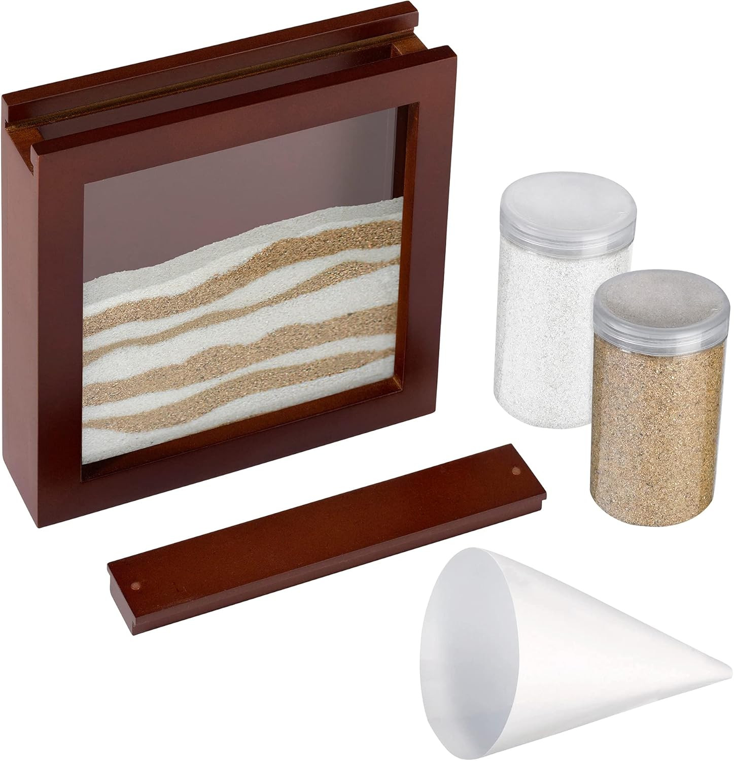 W Espresso Finished Unity Ceremony Set with 2 Containers of Colored Sand, 1.75″,