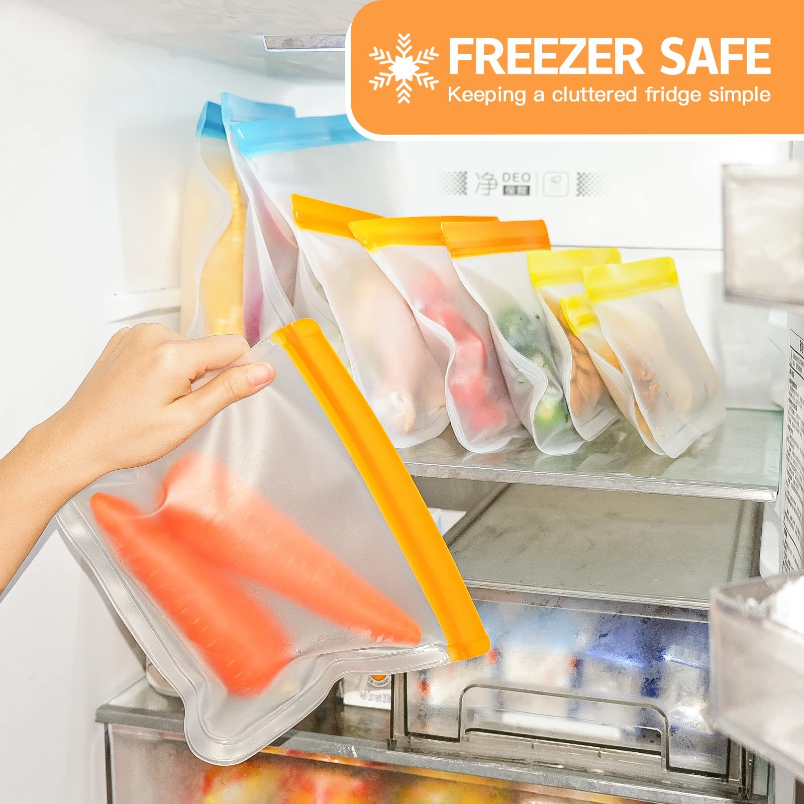 10 Pack Reusable Ziplock Bags Silicone Leakproof Reusable Freezer Bags Bpa Free