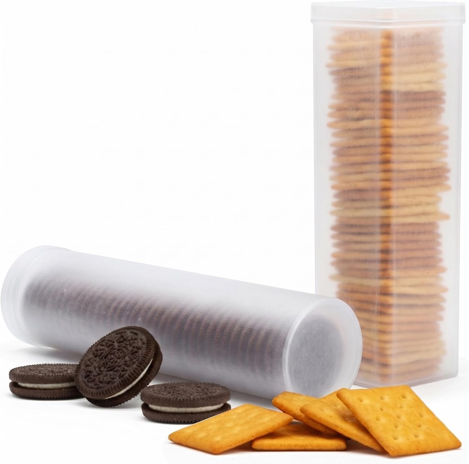 Cracker Container Set of 2 – Kitchen Discovery – Round and Square Sizes for N…