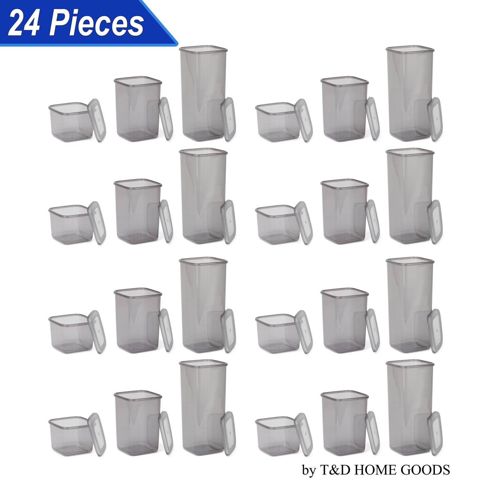 Storage Jars with Lid, Airtight, Set of 24 Storage Containers, BPA-, Storage …