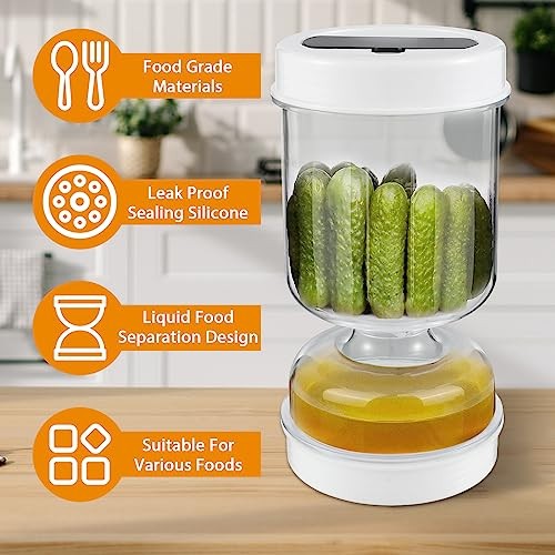 Durable Sturdy Portable Resilient Robust Wet-Dry Separation Pickle Jar with Fork