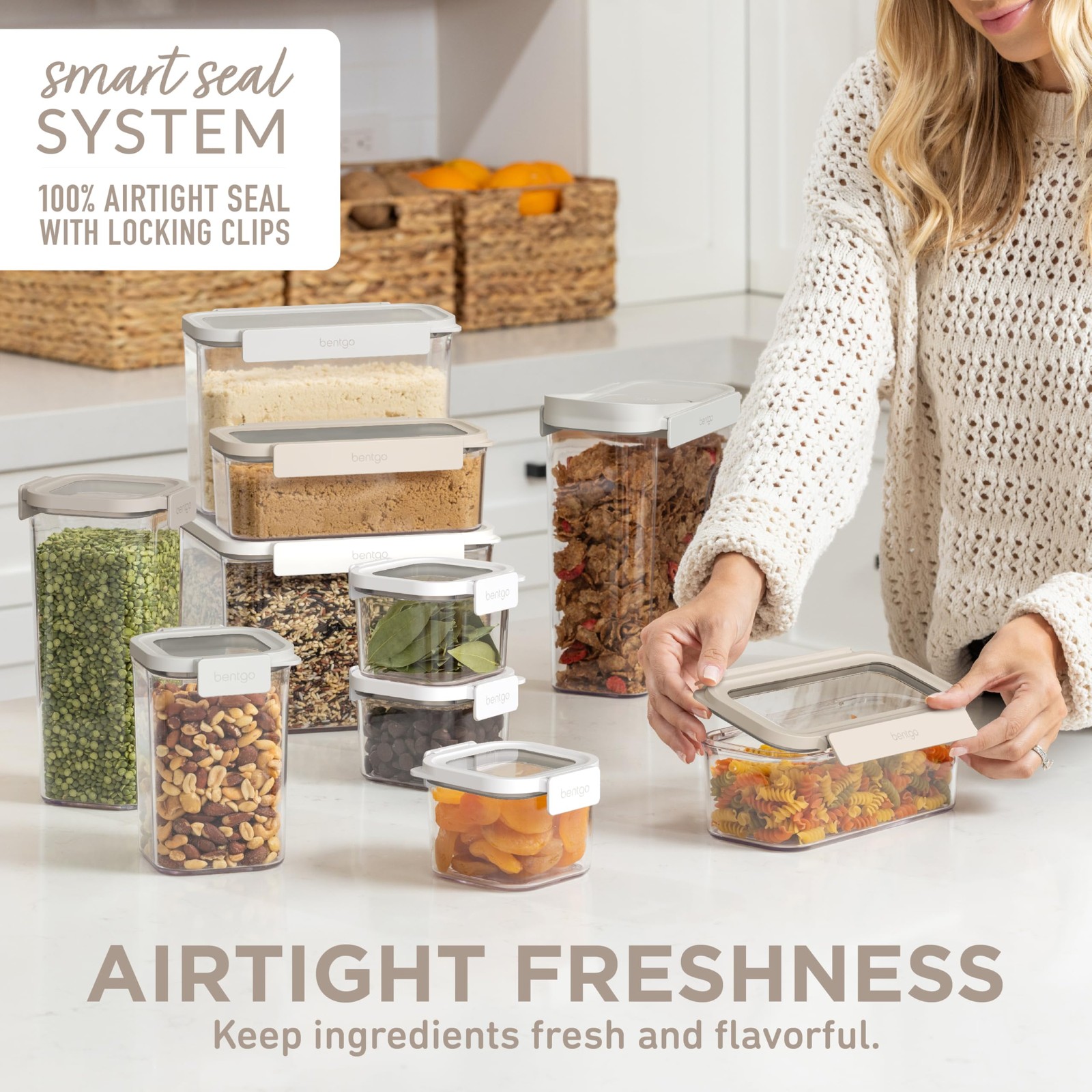 Pantry – 22-Piece Airtight Food Storage Containers, Clear and Stackable Kitch…