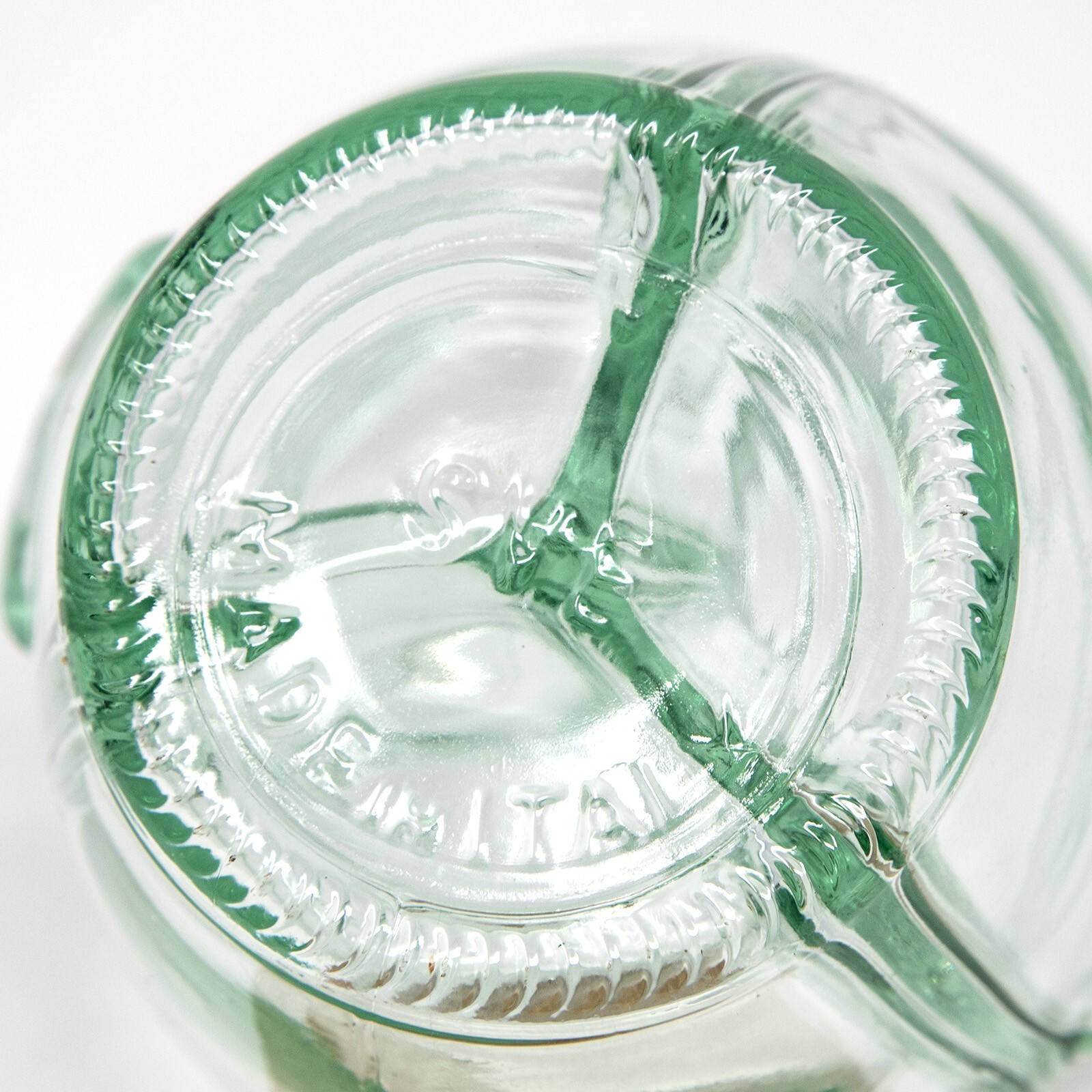 Rare Vintage Green Glass Triple Divided Jar Cork Lid Made in Italy SVE