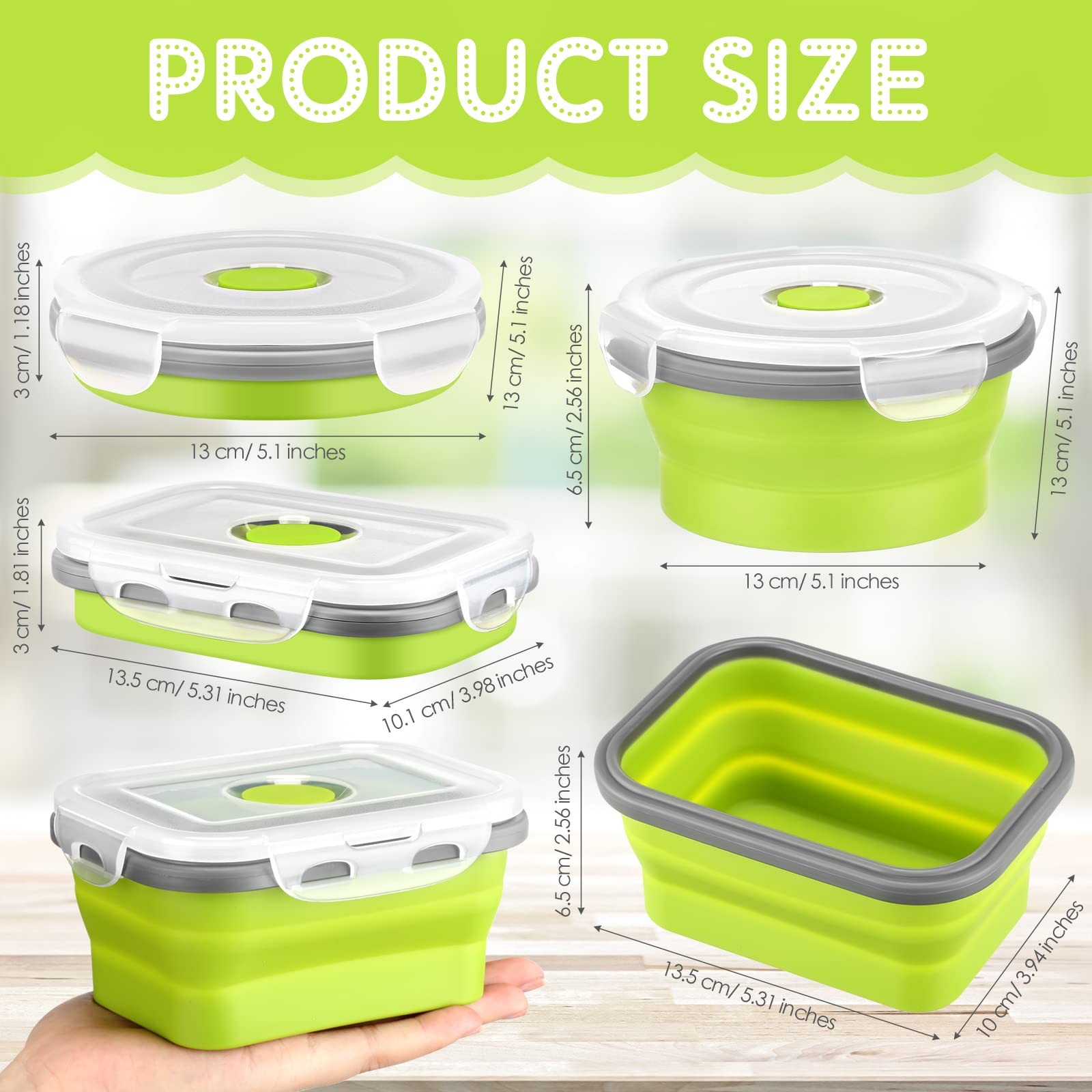 8 Pcs Small Silicone Collapsible Food Storage Containers with Airtight Lids S…