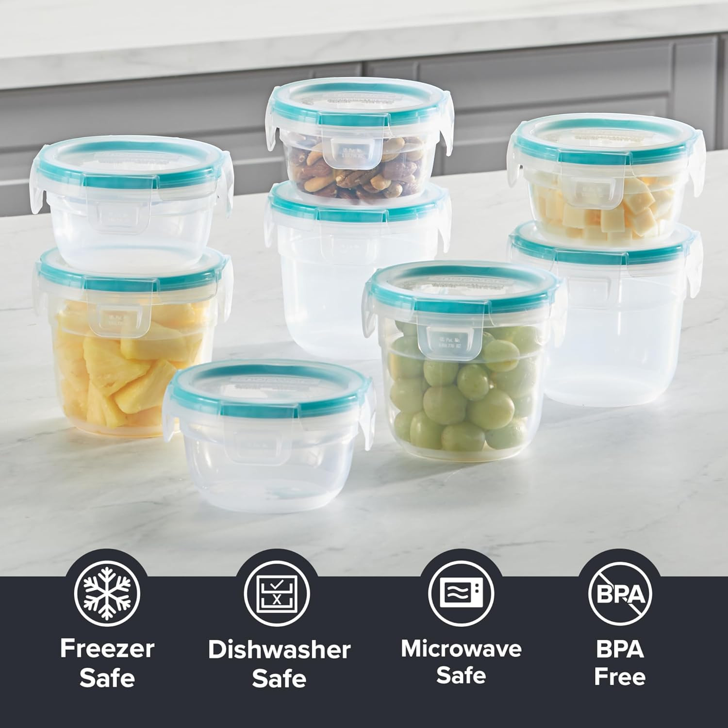 Plastic Total Solution 16-Pc Food Storage Containers Set, (4) 2-Cup & (4) 1.2-Cu