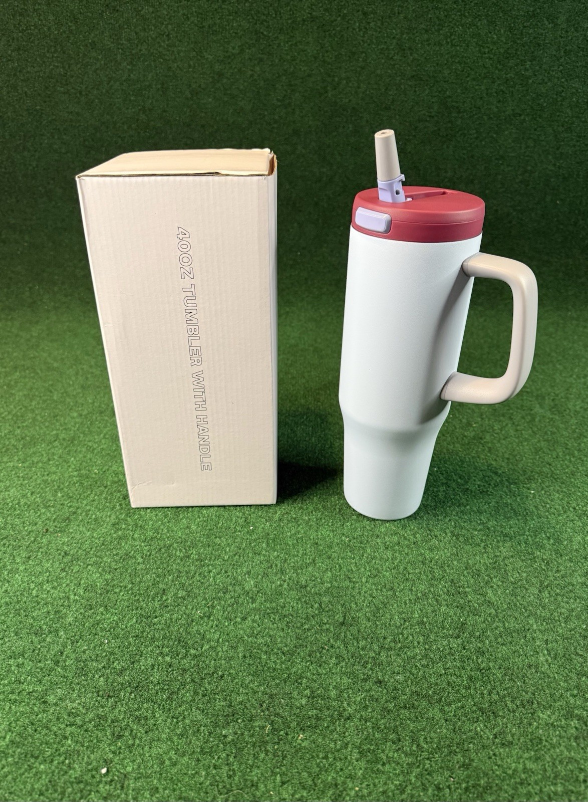 Winscj 40 Oz Tumbler Handle/ Straw Leakproof Insulated Tumbler Lid Light Blue