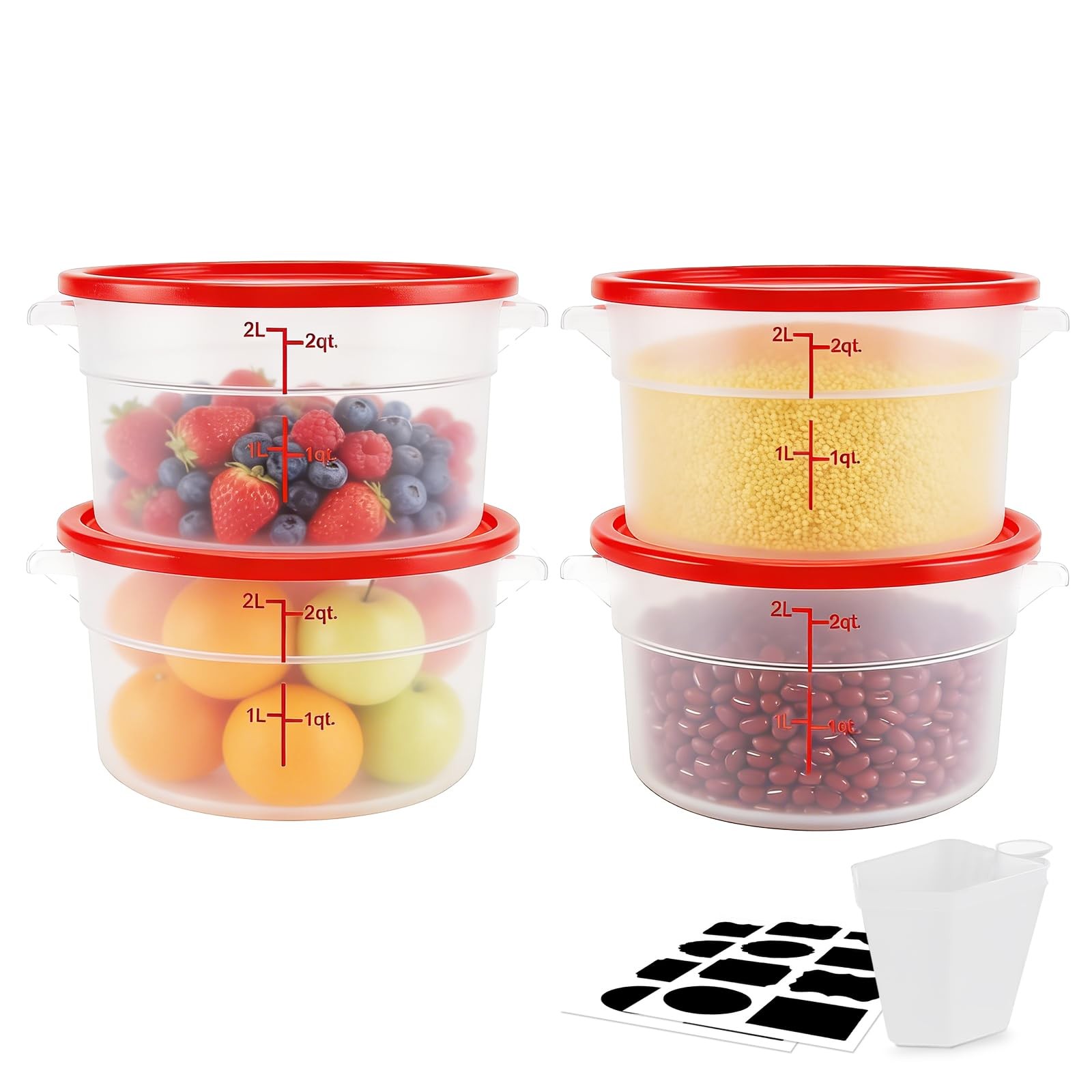 Round Food Storage Containers with Lids, 4 Sets,PA-Plastic Canisters for Kitc…