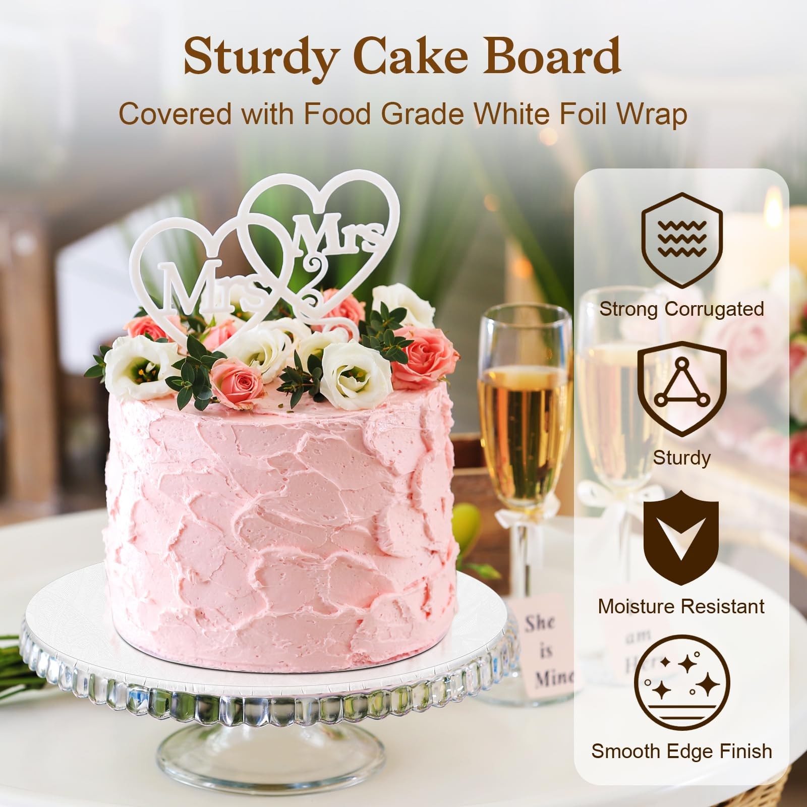 6 PCS 8 Inch White Cake Boards 1/4 Inch Thick Round Cardboard Circle Base