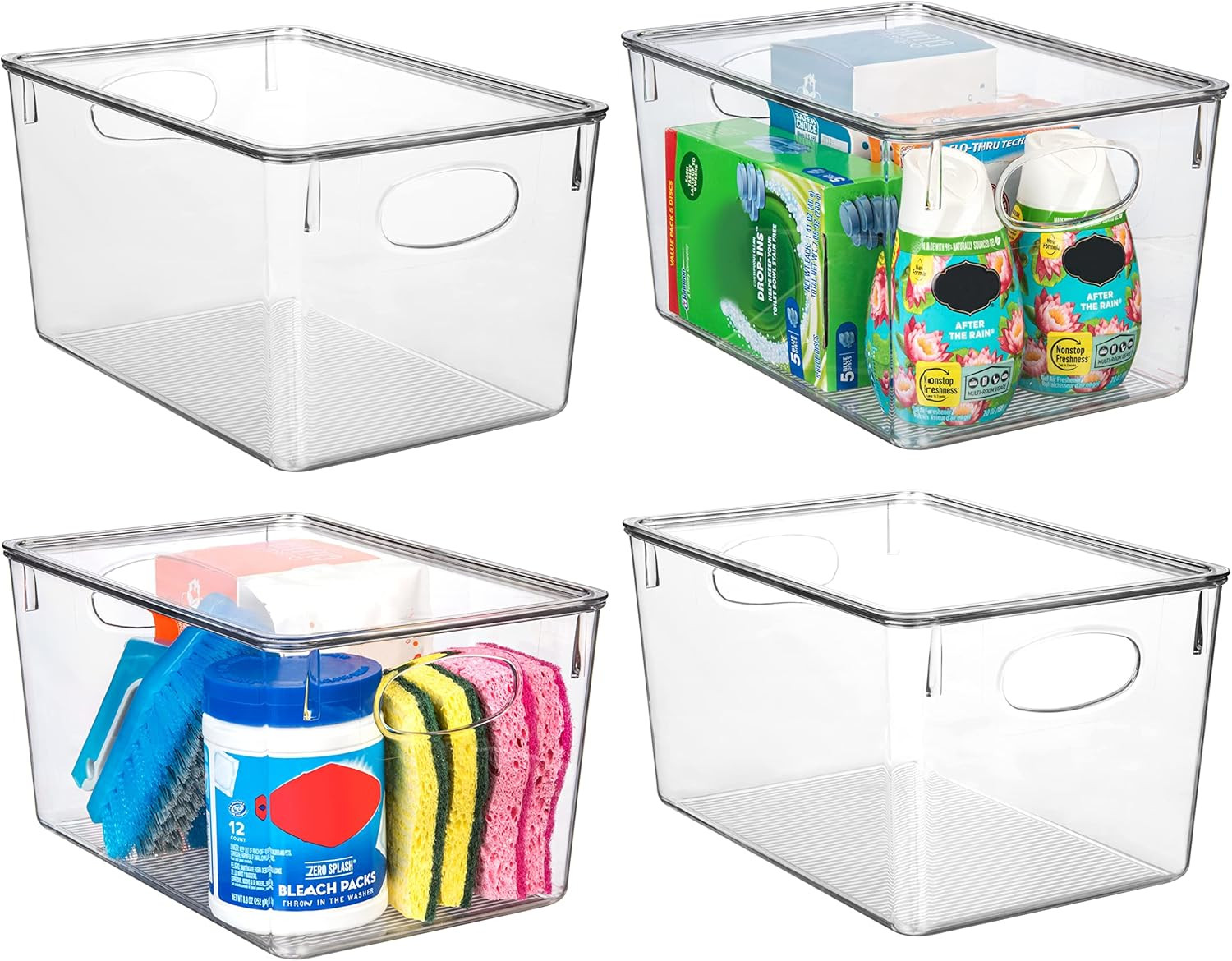 Plastic Storage Bins with Lids, 4 Pack – Perfect Pantry Organization and Storage